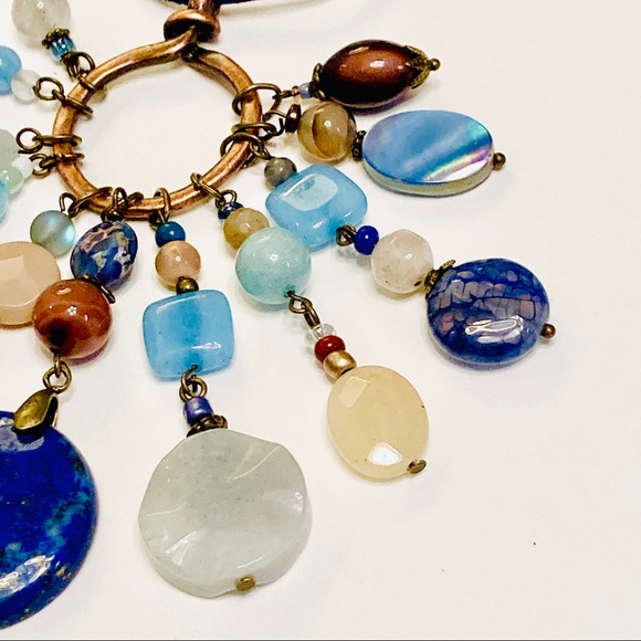 ENERGY Multi-Gemstone Assemblage Style BOHO Necklace & Jasper MOP Earrings - Picture 10 of 16